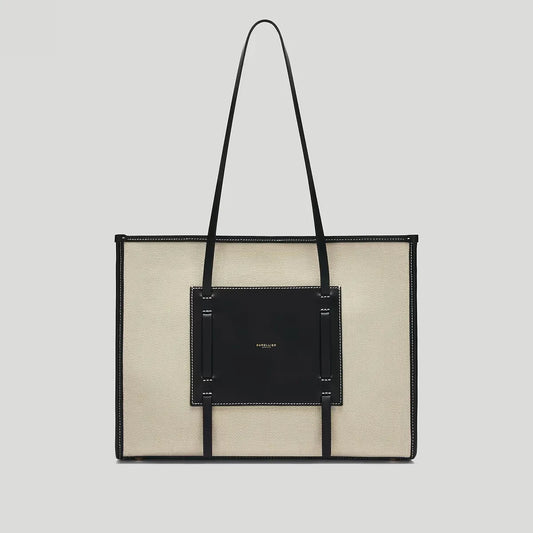 The Capri Salt & Pepper Canvas Black Smooth