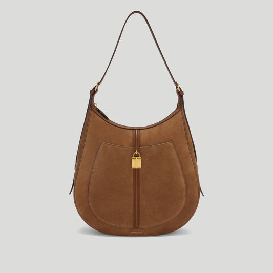 The Siena Hobo Deep Tan Suede & Deep Tan Small Grain