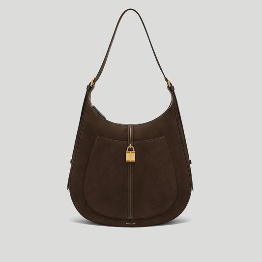 The Siena Hobo Mocha Suede & Mocha Small Grain