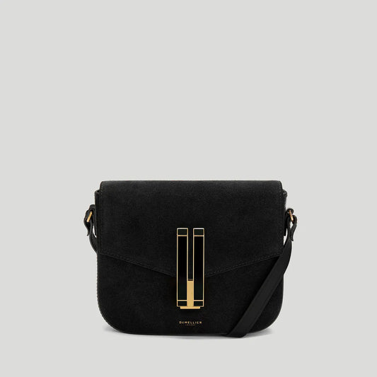 The Small Vancouver Black Suede & Black Smooth Enamel Lock